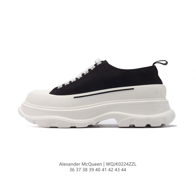 意大利高奢品牌-亚历山大 麦昆 Alexander Mcqueen Sole Sneakers 低帮时装厚底显高百搭休闲松糕鞋 男女式小白鞋 厚底增高帆布运动鞋 - 点击图像关闭