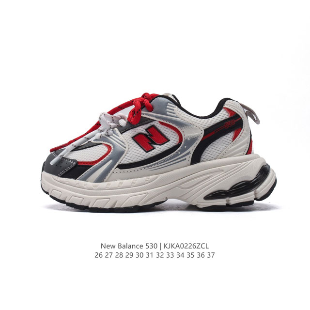 童鞋 新百伦 Nb530 New Balance 530 儿童复古跑鞋 厚底增高老爹鞋 双鞋带 缓震运动慢跑鞋。Nb530这鞋双确实是Nb家经复典古款式之一，以