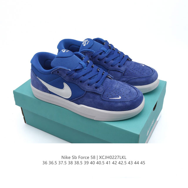 公司级 耐克Nike Sb Force 58 运动滑板鞋。这是一款将前沿创新带入街头的单品，它具有硫化杯底，具有出色的耐用性和灵活性。使用柔软皮革和帆布拼接，在 - 点击图像关闭