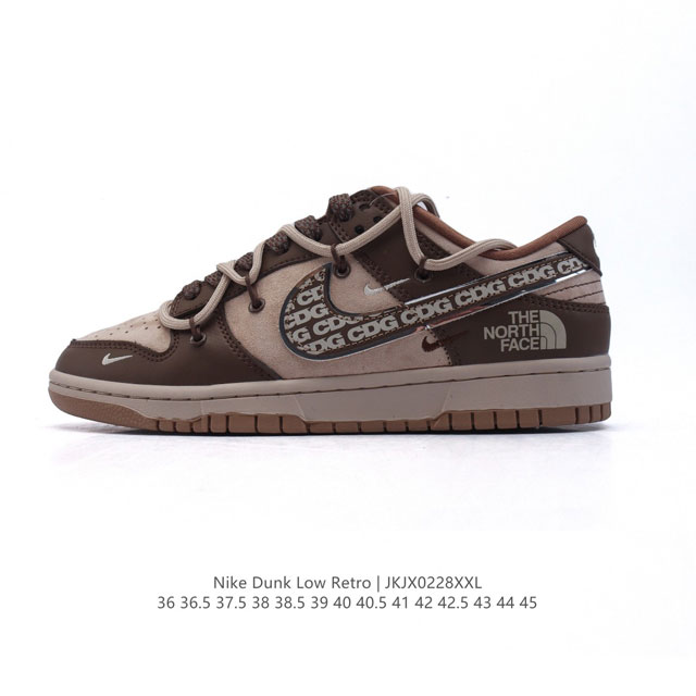 公司级 耐克 Nike Dunk Low Retro 运动鞋复古板鞋 解构绑带 双鞋带 2025年新款 蛇年限定 新年款 北面北脸联名。作为 80 年代经典篮球