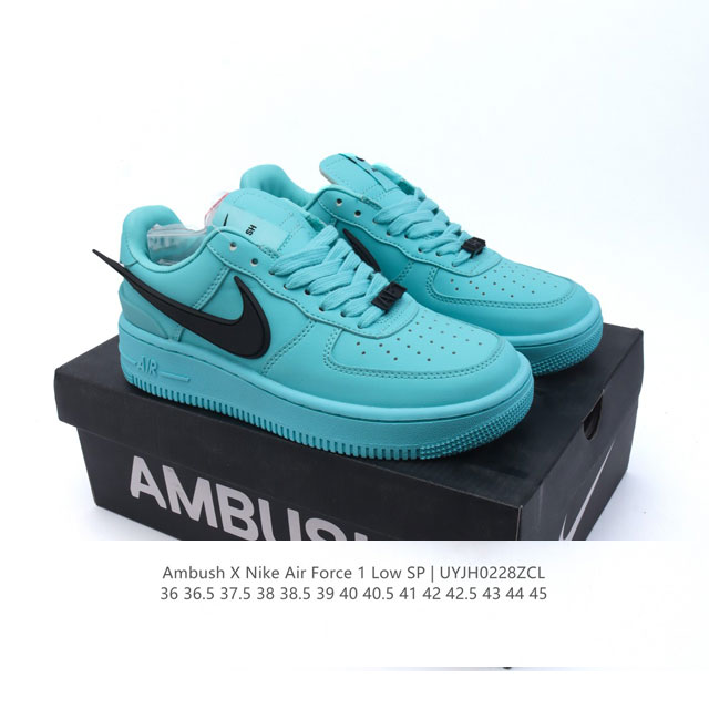 高品质 耐克 空军一号 Af1 低帮休闲板鞋 Ambush X Nk Air Force 1'07 Low Sp 空军一号联名标志性的Swoosh延伸至鞋跟之外