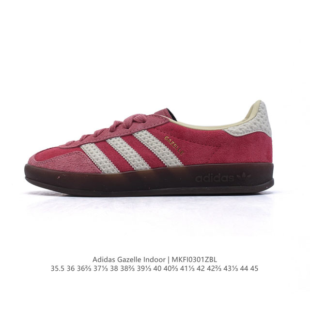 公司级 阿迪达斯 Adidas Originals Gazelle Indoor复古三叶草防滑透明橡胶板鞋经典运动鞋。这款经典鞋,忠于原版设计,缀撞色三条纹和鞋 - 点击图像关闭