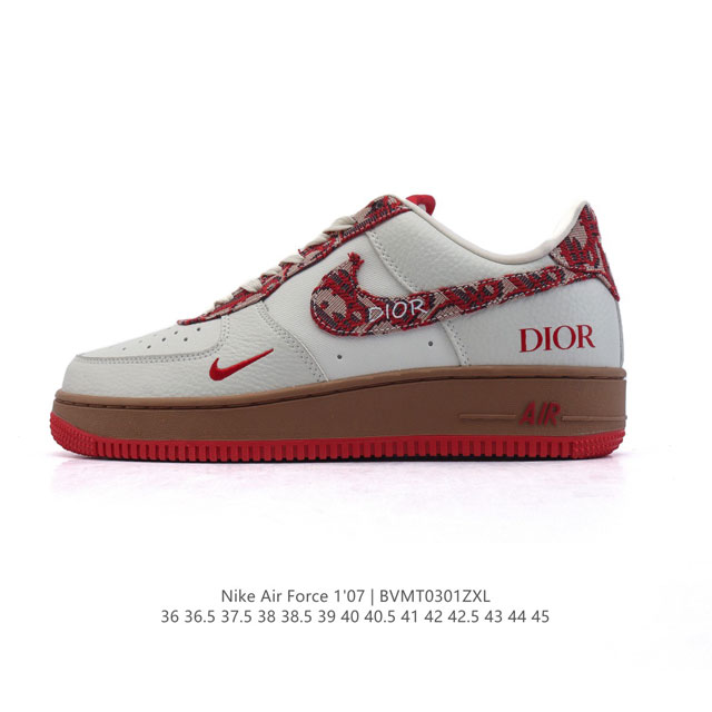 耐克 Nike Air Force 1 '07 Low 2025新年 蛇年限定 迪奥联名 空军一号含气垫 小白鞋 低帮百搭厚底增高休闲运动板鞋。柔软、弹性十足的