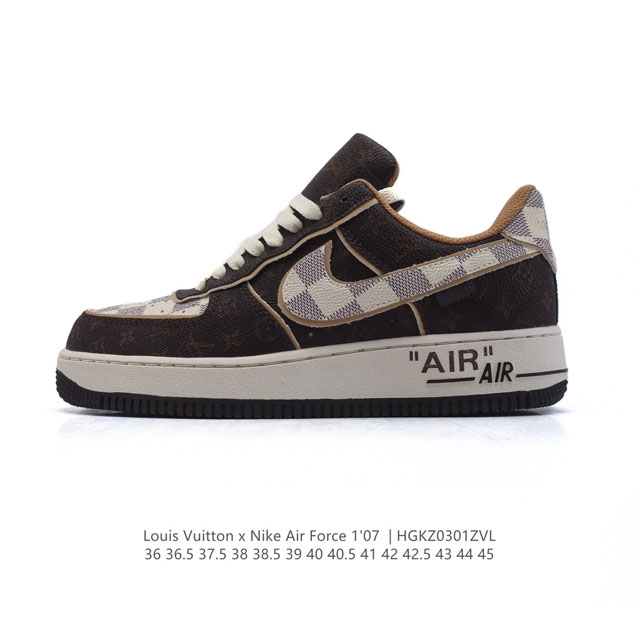 Louis Vuitton X Nike Air Force 1 Low 路易威登联名 耐克 空军一号 Af1 低帮百搭休闲厚底增高运动板鞋。柔软、弹性十足的缓