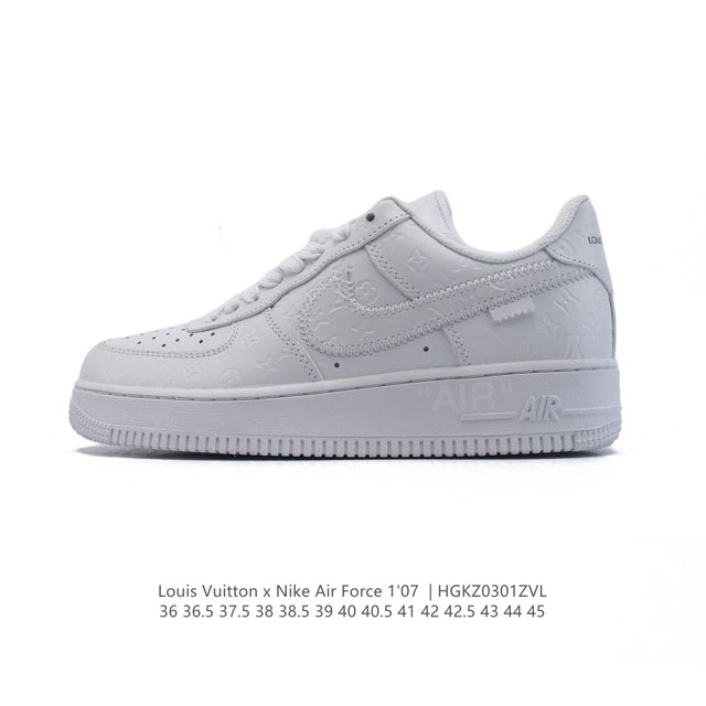 Louis Vuitton X Nike Air Force 1 Low 路易威登联名 耐克 空军一号 Af1 低帮百搭休闲厚底增高运动板鞋。柔软、弹性十足的缓 - 点击图像关闭