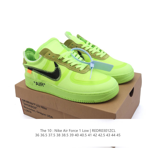 耐克Nike Off-White X Air Force 1 Ow联名空军一号厚底增高运动板鞋 鞋款延续了此次联名的设计风格，鞋身内侧同样印有大面积标语，水晶中