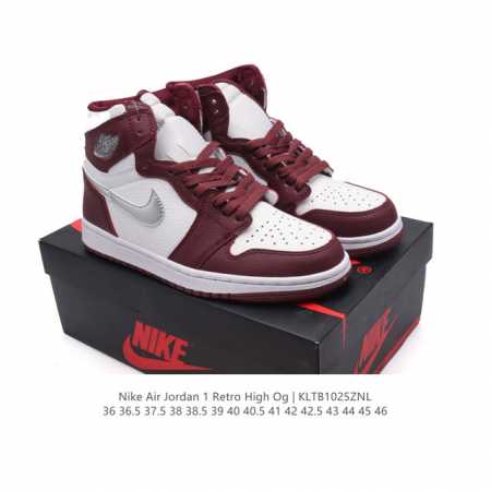 公司级 耐克 男女同款运动板鞋 Nike Air Jordan 1 Retro High OG 乔丹一代aj1 乔1 AJ1 篮球鞋复刻运动鞋。皮面高帮板鞋的设 - 点击图像关闭