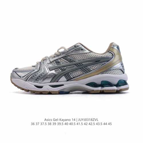 180 【真标】亚瑟士 Asics Gel-Kayano 14 运动休闲透气专业缓震慢跑鞋。采用工程弹性双层再生网格密度鞋面材质，后跟3D可视Gel缓震乳胶物料