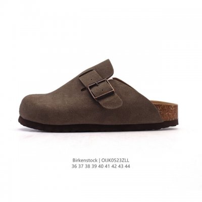 德国百年知名鞋履品牌 勃肯Birkenstock Boston Suede Shearling 波士顿系列休闲凉拖鞋 低帮牛皮绒面革复古软木底包头露跟休闲拖鞋