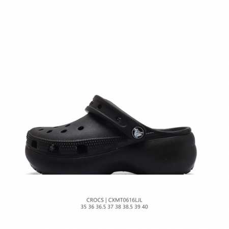 Crocs 沙滩洞洞鞋 女休闲厚底增高凉拖鞋 卡骆驰杨幂同款 厚底增高凸显大长腿沙滩鞋 选择尺码时 建议选大一码 脚感更舒适 这款没有鞋盒 类型：女鞋 尺码：3 - 点击图像关闭
