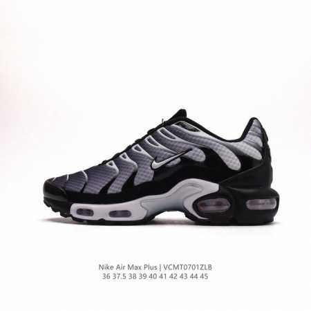 NIKE 耐克 男女子休闲鞋气垫缓震跑步鞋 AIR MAX PLUS 运动鞋 造型超讨喜！鞋面以帆布和织物材质包裹，保证了轻薄透气，更适合夏季穿着。鞋侧 鱼骨 - 点击图像关闭