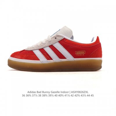 阿迪达斯 T 头鞋 系列Bad Bunny X Adidas Gazelle Indoor德训鞋 潮运动板鞋。Badbunny与Adidas再度联名，推出全新G