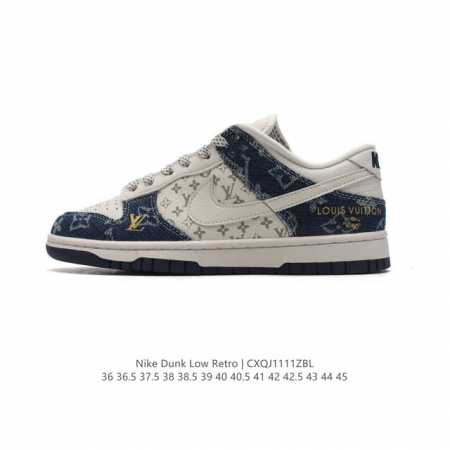 真标 耐克 Nike Dunk Low Retro 运动鞋复古板鞋 路易威登联名。作为 80 年代经典篮球鞋款，起初专为硬木球场打造，后来成为席卷街头的时尚标杆 - 点击图像关闭