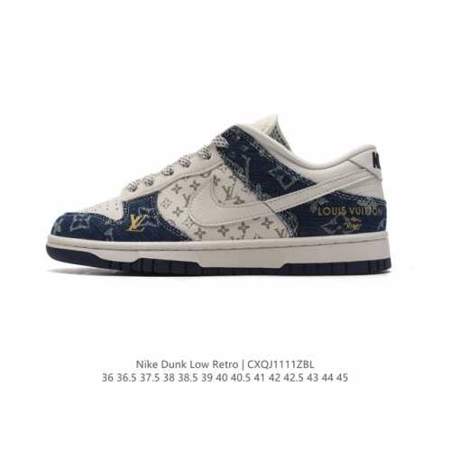 真标 耐克 Nike Dunk Low Retro 运动鞋复古板鞋 路易威登联名。作为 80 年代经典篮球鞋款，起初专为硬木球场打造，后来成为席卷街头的时尚标杆