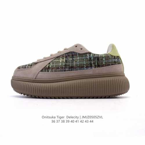 新品 Onitsuka Tiger 鬼塚虎 Delecity 鞋帮高度 低帮 功能 平衡,支撑,增高,耐磨 运动系列 时尚休闲松糕跟 厚底增高小白鞋。Onits