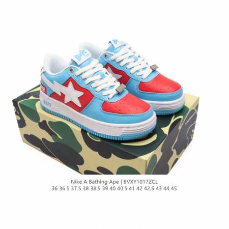 A Bathing Ape 安逸猿 男女同款运动鞋复古板鞋 升级原楦原纸版数据开发，采用超软皮革鞋面材质，内置全掌air sole气垫定制联乘，日本里原宿潮流品 - 点击图像关闭