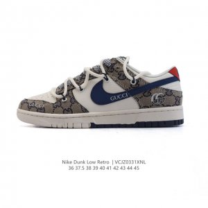 公司级 耐克 Nike Dunk Low Retro 运动鞋复古板鞋 2025年新款 新年鞋子 解构绑带 双鞋带 Gucci联名。 作为 80 年代经典篮球鞋款