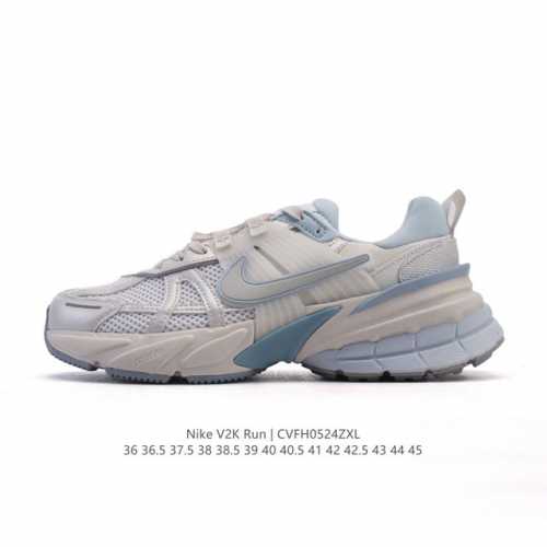 nike 耐克 V2K Run 减震防滑 复古低帮运动跑步鞋 超火复古跑鞋 采用太空革组合呼吸网眼布鞋面材质 搭载正确4层组合底模 嵌入Tpu加固稳定模块,双层