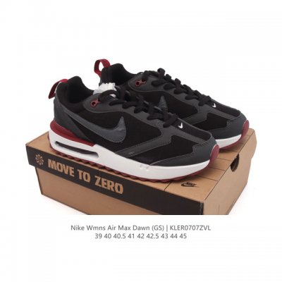 耐克 Nike Air Max Dawn 黎明系列 低帮气垫百搭休闲运动慢跑鞋，从配色上彰显出浓厚的复古气质。最大的亮点当属鞋型设计上加入结构元素，汲取1984