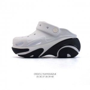 140 【新款公司级】卡骆驰Crocs贝壳泡芙洞洞鞋厚底增高休闲鞋 沙滩凉拖鞋 家居休闲一式两用拖鞋 白敬亭同款，坡跟设计很稳健，热门爆款鞋，男女都有码。贝壳泡