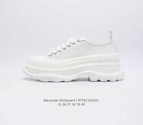 意大利高奢品牌-亚历山大 麦昆 Alexander Mcqueen Sole Sneakers 低帮时装厚底显高百搭休闲松糕鞋 女式厚底增高帆布鞋 新款 官方同