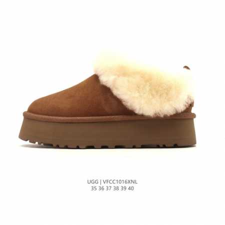 公司级 Ugg 棉拖 雪地靴 俏皮可爱的百变造型 大毛领， 美国轻奢品牌Ugg 平底系列冬季雪地休闲保暖家居包头棉拖鞋。官方同步包装 检验标 材料采用原厂防污防 - 点击图像关闭