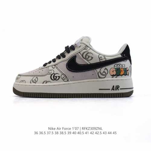 210 公司级 Af1耐克 Nike Air Force 1 ‘07 Low 空军一号 Gucci联名 厚底增高百搭运动板鞋 原楦头原纸板 打造纯正空军版型，专