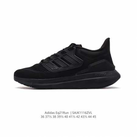 阿迪达斯 Adidas Eq21Run 系列街头针织网布透气时尚厚底增高运动慢跑鞋。经典复古的外观，打造街头跑鞋时尚感，后跟嵌入了tpu，支撑锁定双脚。搭载ru - 点击图像关闭