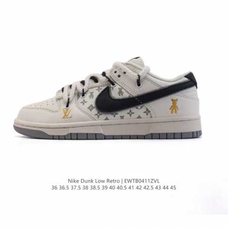 耐克 Nike Dunk Low Retro 运动鞋复古板鞋2025年新款 解构绑带 双鞋带 路易威登联名，作为 80 年代经典篮球鞋款，起初专为硬木球场打造， - 点击图像关闭
