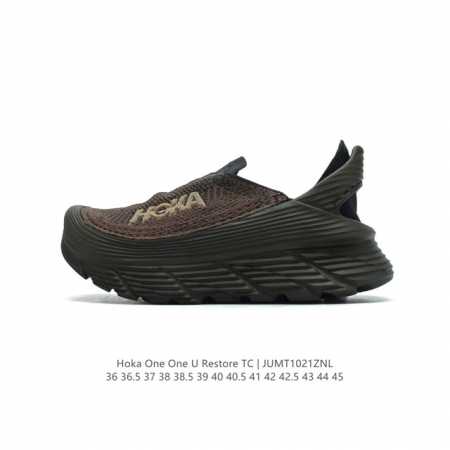 HOKA ONE ONE RESTORE 弹性舒适减震防滑 低帮 涉溪鞋 休闲跑步鞋 男女同款 一脚蹬 沙滩凉拖鞋。简评一下：1.做工：很细致，没发现溢胶、线头 - 点击图像关闭