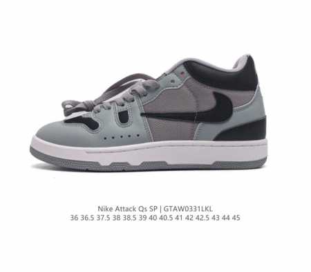 耐克 Nike Attack Qs Sp 中帮复古百搭休闲运动网球板鞋 耐磨透气 低帮 板鞋 男女子運動鞋強勢來襲 采用软质纳帕纹牛剖革组合网布鞋面材质 外置隔 - 点击图像关闭