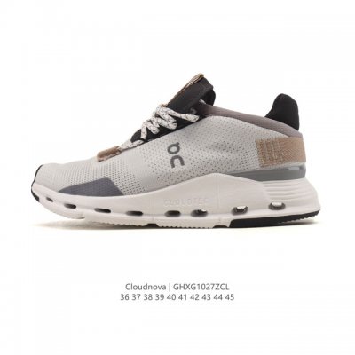 真标 On 昂跑Cloudnova全天候轻量减震舒适透气男女款运动鞋街头球鞋风格的运动鞋，搭载 On 标志性的跑鞋科技，带来轻量脚感及满足时尚穿搭需求。面料:高