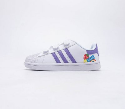 阿迪达斯 儿童运动鞋 ADIDAS SUPERSTAR 三叶草经典贝壳头魔术贴休闲板鞋潮流男女童运动鞋 复古百搭鞋 鞋面皮革材质 标志性的贝壳鞋头 锯齿三条纹