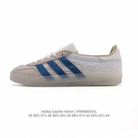 阿迪达斯 Adidas Originals Gazelle Indoor复古三叶草防滑透明橡胶板鞋经典运动鞋。这款经典鞋,忠于原版设计,缀撞色三条纹和鞋跟饰片。 - 点击图像关闭