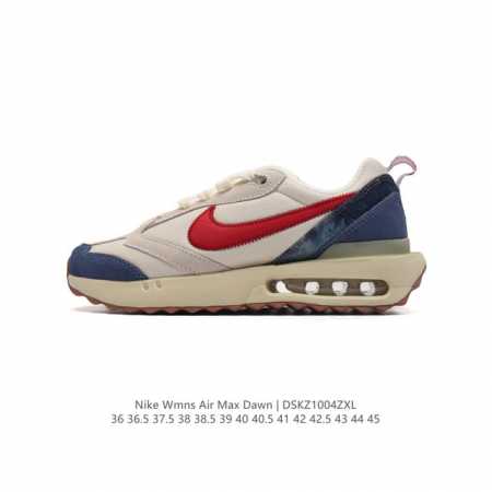 耐克 Nike Air Max Dawn 黎明系列 低帮气垫百搭休闲运动慢跑鞋，从配色上彰显出浓厚的复古气质。最大的亮点当属鞋型设计上加入结构元素，汲取1984 - 点击图像关闭