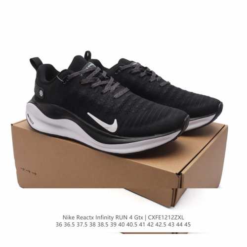 公司级 耐克 Nike Reactx Infinity Run 4瑞亚机能风疾速系列越野缓震休闲运动鞋 公路跑步鞋带气垫厚底增高运动鞋。加宽前足设计和加厚泡绵层