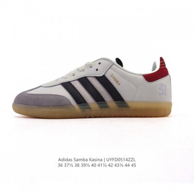 阿迪达斯Kasinaxadidasoriginalssamba联名桑巴训练鞋 三叶草 休闲运动板鞋 T头鞋，以简约大方的造型设计,没有过多的装饰和图案，显得非常