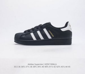 头层皮阿迪达斯 Adidas Superstar 三叶草经典贝壳头系列 新款休闲板鞋潮流男女士运动鞋 鞋面织物材质 标志性的贝壳鞋头 锯齿三条纹 简约的线条 就