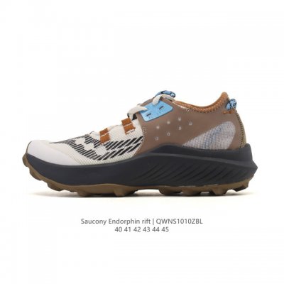 新品公司级 索康尼 Saucony 秋季新款男子越野跑鞋24新款 Endorphin Rift 缓冲抓地耐磨网面透气户外运动鞋.啡翼碳板马拉松男运动鞋 尺码: