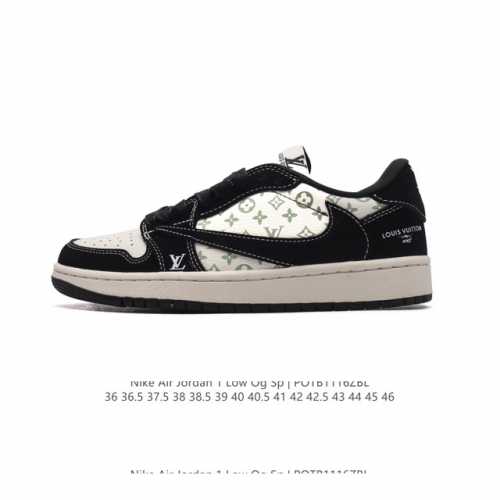 真标 耐克 Nike Air Jordan 1 Low Og Sp Military Blue Aj1乔1 路易威登联名 倒勾低帮篮球鞋 Aj1 乔丹1代 Aj