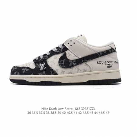 真标 耐克 Nike Dunk Low Retro 运动鞋复古板鞋路易威登联名，作为 80 年代经典篮球鞋款，起初专为硬木球场打造，后来成为席卷街头的时尚标杆， - 点击图像关闭