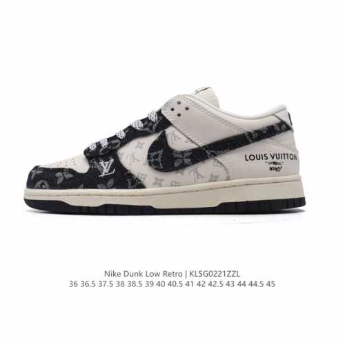 真标 耐克 Nike Dunk Low Retro 运动鞋复古板鞋路易威登联名，作为 80 年代经典篮球鞋款，起初专为硬木球场打造，后来成为席卷街头的时尚标杆，