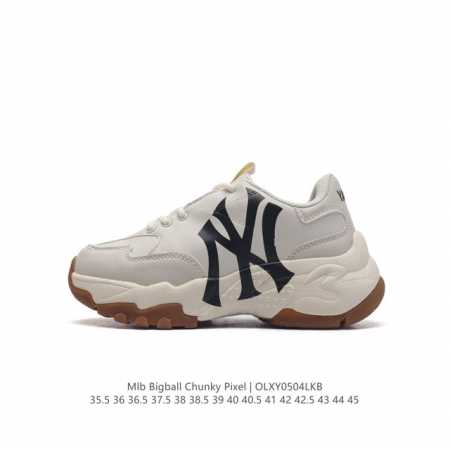 韩国mlb 男女复古老爹 Mlb Bigball Chunky Pixel 复古印花 男女厚底增高纽约洋基队老爹运动休闲跑步鞋 ，Mlb他们家老爹鞋一直都是深受 - 点击图像关闭