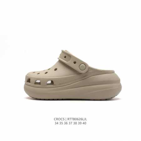 Crocs 沙滩洞洞鞋 女休闲厚底增高凉拖鞋 卡骆驰杨幂同款凉鞋 厚底增高凸显大长腿沙滩鞋 选择尺码时 建议选大一码 脚感更舒适 这款不带鞋盒 类型：女鞋 尺码 - 点击图像关闭
