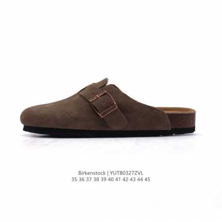 180 公司级德国百年知名鞋履品牌·勃肯Birkenstock Boston Suede Shearling 波士顿系列休闲凉拖鞋 低帮牛皮绒面革复古软木底包头 - 点击图像关闭