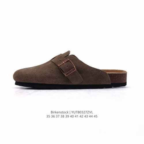 180 公司级德国百年知名鞋履品牌·勃肯Birkenstock Boston Suede Shearling 波士顿系列休闲凉拖鞋 低帮牛皮绒面革复古软木底包头