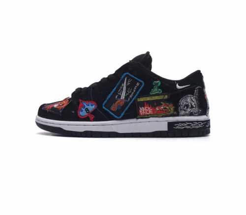 真标 耐克 Neckface X Nike Sb Dunk Low 黑色 万圣节 滑板鞋 此款鞋身布满各种涂鸦画风的妖魔鬼怪 正好是 Neckface 最擅长的
