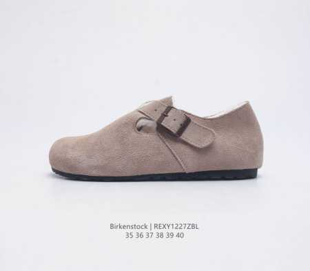 Birkenstock Boston Vl 勃肯女鞋 绒面金属针扣软木底包头拖鞋 加绒加厚板鞋 天鹅绒般的绒面革赋子休闲的经典外观 牛皮绒面革质地柔软 搭配可调 - 点击图像关闭