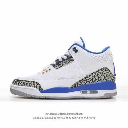 jordan 乔丹 乔3 采用荔枝纹皮革鞋面材质，高弹pu中底外置耐磨橡胶大底猛男必备！耐克nike Air Jordan 3 Retro迈克尔 乔丹aj3代中 - 点击图像关闭