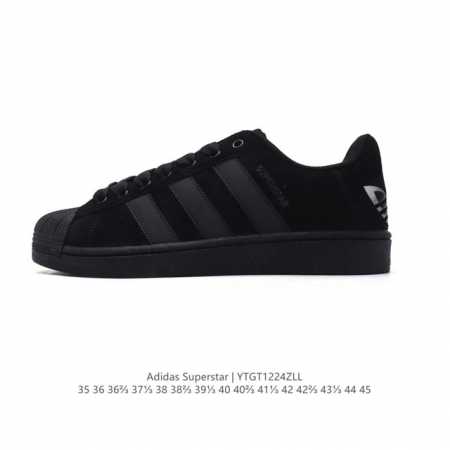 阿迪达斯 新款 Adidas Superstar 三叶草 经典贝壳头系列 新款休闲板鞋潮流男女士运动鞋 。鞋面柔软皮革材质 标志性的贝壳鞋头，锯齿三条纹，简约的 - 点击图像关闭